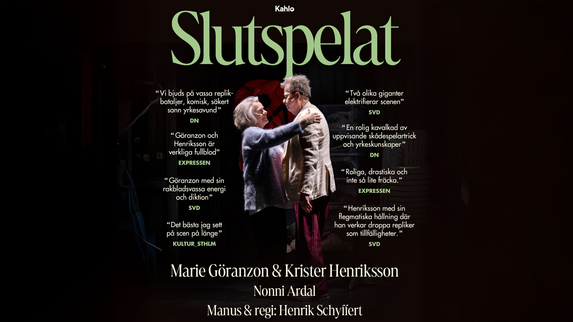 Marie Göranzon och Krister Henriksson i föreställningen Slutspelat